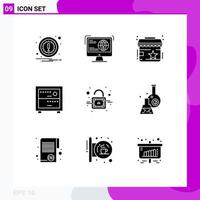 Set of 9 Modern UI Icons Symbols Signs for unlock lock rating work deck Editable Vector Design Elements