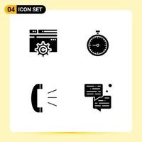 4 Universal Solid Glyphs Set for Web and Mobile Applications web timer setting fast answer Editable Vector Design Elements