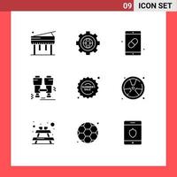 9 Universal Solid Glyphs Set for Web and Mobile Applications sale explore mobile camping pills Editable Vector Design Elements