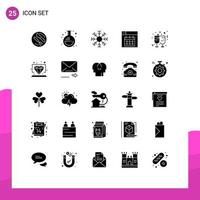 Universal Icon Symbols Group of 25 Modern Solid Glyphs of champagne calendar cold design winter Editable Vector Design Elements