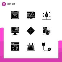 Group of 9 Modern Solid Glyphs Set for creative symbolism giving sign screen Editable Vector Design Elements