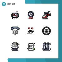 Universal Icon Symbols Group of 9 Modern Filledline Flat Colors of celebrate device trusted contact call Editable Vector Design Elements