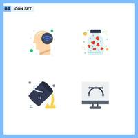 Modern Set of 4 Flat Icons Pictograph of connect color wifi signal love fill Editable Vector Design Elements