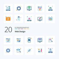 20 Web Design Flat Color icon Pack like bug video app player access vector