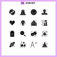 paquete de iconos vectoriales de stock de 16 signos y símbolos de línea para elementos de diseño vectorial editables regordetes de agua marina del corazón de bangladesh vector