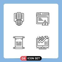 Universal Icon Symbols Group of 4 Modern Filledline Flat Colors of hosting text server webpage usa Editable Vector Design Elements