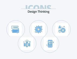 Diseño pensando en el paquete de iconos azules 5 diseño de iconos. recogedor. selector de color. charlar. herramienta. engranaje vector