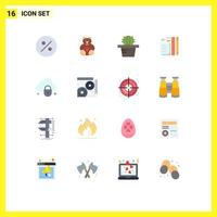 16 Universal Flat Color Signs Symbols of map lock stationary cloud pin Editable Pack of Creative Vector Design Elements