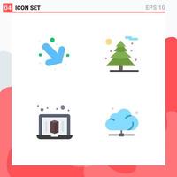 Set of 4 Vector Flat Icons on Grid for arrow data nature laptop server Editable Vector Design Elements