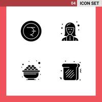 conjunto moderno de 4 pictogramas de glifos sólidos de moneda comer técnico digital gras elementos de diseño vectorial editables vector
