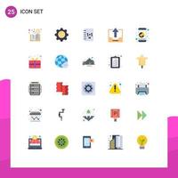 25 Universal Flat Color Signs Symbols of office close makeup cabinet notepad Editable Vector Design Elements