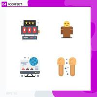 User Interface Pack of 4 Basic Flat Icons of slot machine business arms person bathroom Editable Vector Design Elements