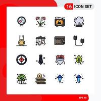 16 User Interface Flat Color Filled Line Pack of modern Signs and Symbols of exercise kitchen ad cook marketing Editable Creative Vector Design Elements