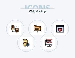 paquete de iconos lleno de línea de alojamiento web 5 diseño de iconos. internet almacenamiento de datos . servidor. cruz vector