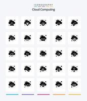 paquete de iconos negros sólidos de 25 glifos de computación en la nube creativa, como la nube. borrar. nube. eliminar. nube vector