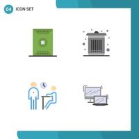 User Interface Pack of 4 Basic Flat Icons of field interview sports dustbin meeting Editable Vector Design Elements