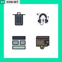 Stock Vector Icon Pack of 4 Line Signs and Symbols for basket collage garbage computer image Editable Vector Design Elements