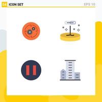 Group of 4 Modern Flat Icons Set for solution circle finance education district Editable Vector Design Elements