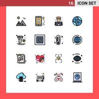 Mobile Interface Flat Color Filled Line Set of 16 Pictograms of app world plug internet repair Editable Creative Vector Design Elements