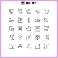Pack of 25 Modern Lines Signs and Symbols for Web Print Media such as wild parrot water carnival cloud Editable Vector Design Elements