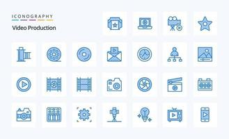 25 Video Production Blue icon pack vector