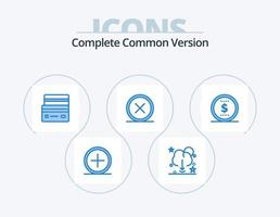 Complete Common Version Blue Icon Pack 5 Icon Design. delete. close. server. circle. payment vector