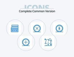 diseño de icono de paquete de icono azul de versión común completa 5. borrar. cerca. servidor. círculo. pago vector