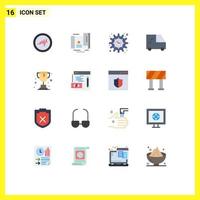 Group of 16 Flat Colors Signs and Symbols for web coding timeline trophy online Editable Pack of Creative Vector Design Elements