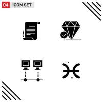 Pictogram Set of 4 Simple Solid Glyphs of decree connection screenplay big think net Editable Vector Design Elements