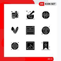 paquete de iconos vectoriales de stock de 9 signos y símbolos de línea para la comunicación cara sopa conejito globo elementos de diseño vectorial editables vector