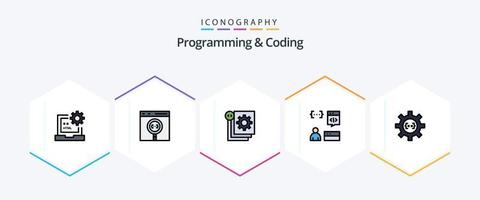 Programación y codificación Paquete de iconos de 25 líneas completas que incluye desarrollo. aplicación desarrollar. programación. desarrollo vector