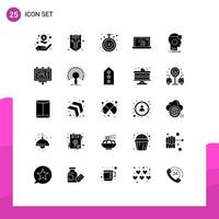 Modern Set of 25 Solid Glyphs and symbols such as googles internet stopwatch lost error Editable Vector Design Elements