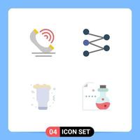 Group of 4 Flat Icons Signs and Symbols for call party services space glass Editable Vector Design Elements