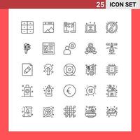 Set of 25 Commercial Lines pack for yin yang iot access internet of things laptop Editable Vector Design Elements