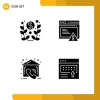 Pictogram Set of 4 Simple Solid Glyphs of lunar call yin yang web estate Editable Vector Design Elements