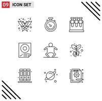 Modern Set of 9 Outlines Pictograph of kid baby lab paper mark Editable Vector Design Elements