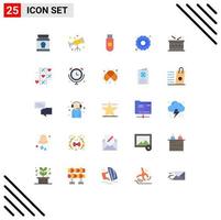 Stock Vector Icon Pack of 25 Line Signs and Symbols for announcement celebration usb gear seo Editable Vector Design Elements