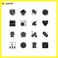 16 Universal Solid Glyphs Set for Web and Mobile Applications hospital healthcare computing antibacterial anti Editable Vector Design Elements