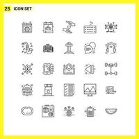 Group of 25 Lines Signs and Symbols for structure grid hands constructing type Editable Vector Design Elements