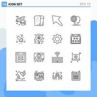 Outline Pack of 16 Universal Symbols of outsource global holiday finance up Editable Vector Design Elements