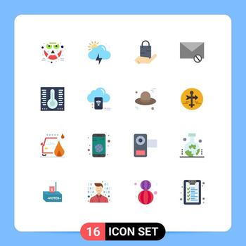 paquete de color plano de 16 símbolos universales de mercurio sms mensaje de comercio electrónico paquete editable de elementos de diseño de vectores creativos