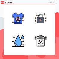 Set of 4 Modern UI Icons Symbols Signs for world blood health loucked drop Editable Vector Design Elements