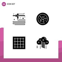 Modern Set of 4 Solid Glyphs and symbols such as modeling software food graph cloud Editable Vector Design Elements