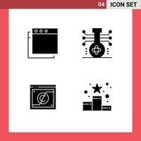 Stock Vector Icon Pack of 4 Line Signs and Symbols for apps digital knowledge technology law Editable Vector Design Elements