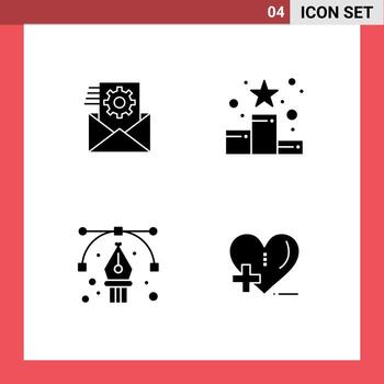 Pictogram Set of Simple Solid Glyphs of data anchor integration position star design Editable Vector Design Elements