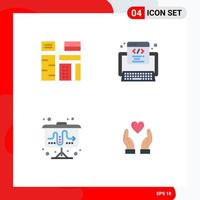 Group of 4 Flat Icons Signs and Symbols for advertising flipchart native development strategy Editable Vector Design Elements