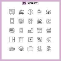 conjunto de 25 iconos de interfaz de usuario modernos símbolos signos para monedas cámara de agua carrete ducha baño elementos de diseño vectorial editables vector
