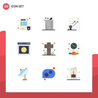 conjunto de 9 iconos de interfaz de usuario modernos símbolos signos para error de sitio web navegador de laboratorio flecha elementos de diseño vectorial editables vector