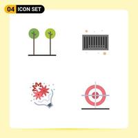 4 Thematic Vector Flat Icons and Editable Symbols of eco gift plant code romance Editable Vector Design Elements