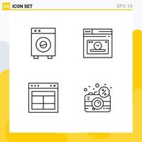 Group of 4 Filledline Flat Colors Signs and Symbols for automation divide equipment page layout Editable Vector Design Elements
